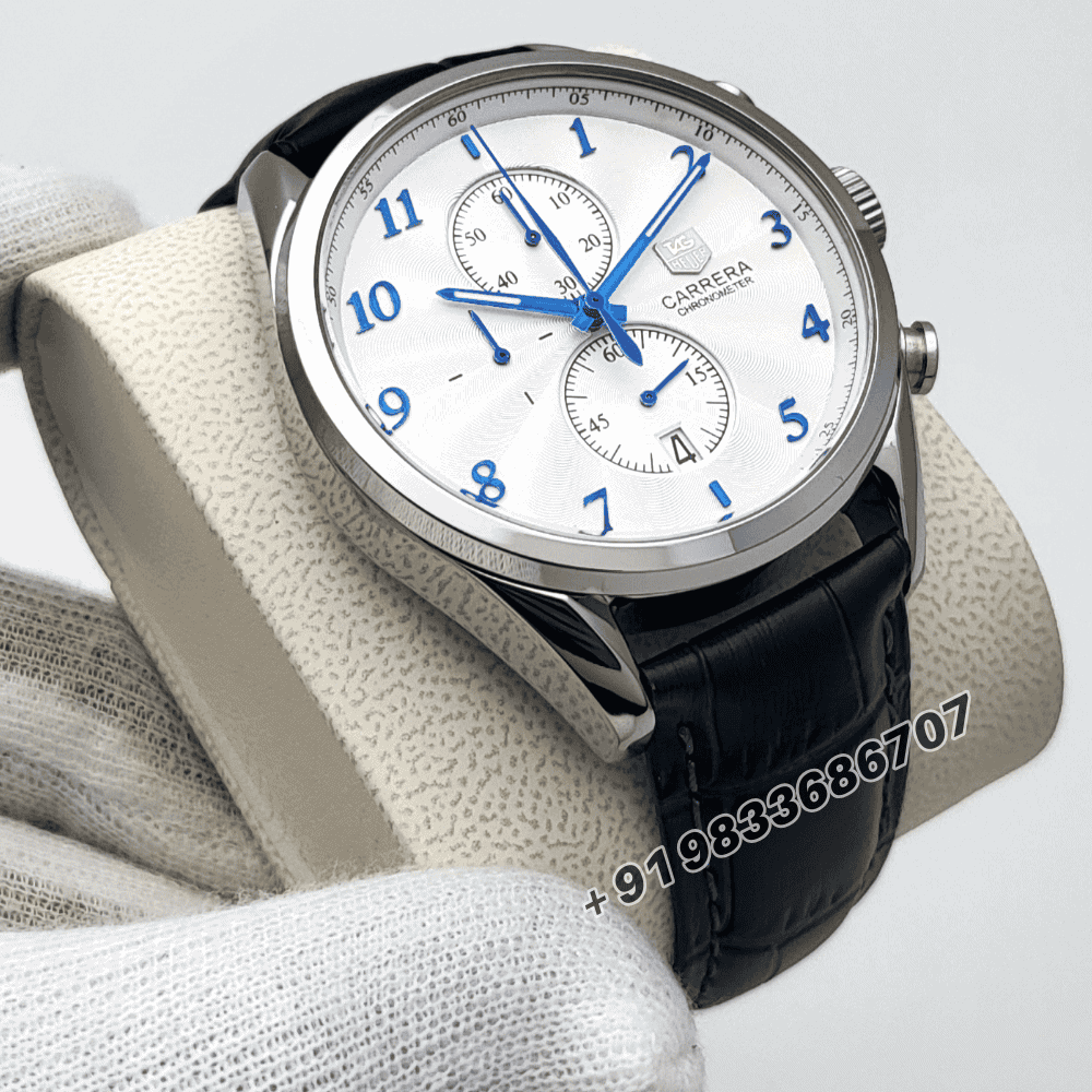 Tag Heuer Carrera Chronometer White Dial Leather Strap High Quality Chronograph Watch Billionare Watches